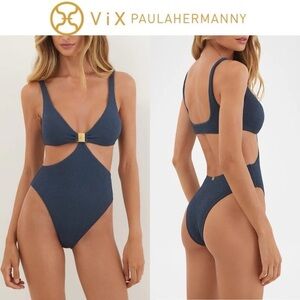 Vix Firenze Becky Mayra One-Piece Blue Cutout Swimsuit sz S 248$
